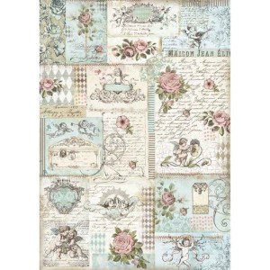 Papier ryżowy "Barokowe anioły i róże"