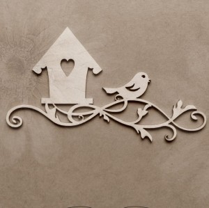 Tekturka Budka, ptaszek i ornament roslinny