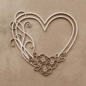 Tekturka Serce podwójne z kwiatami