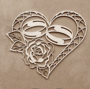 Tekturka Serce z obrączkami