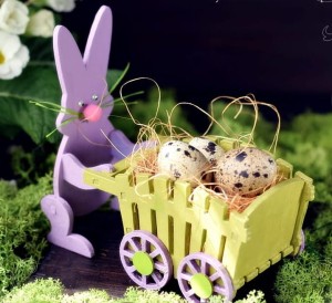 Zajączek z wózkiem duży ze sklejki