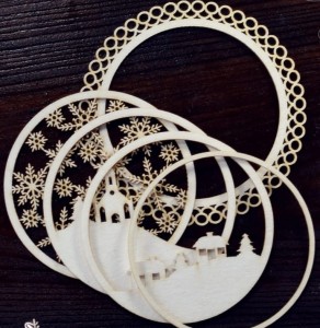 Tekturka Ramka warstwowa zimowe miasteczko ze śnieżynkami