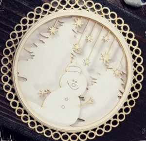 Tekturka Shaker box z bałwankiem i gwiazdkami