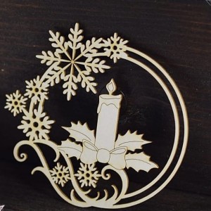 Tekturka Ramka ze świecą i ostrokrzewem