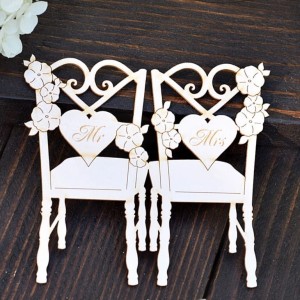 Tekturka Krzesła weselne z kwiatami Mr & Mrs