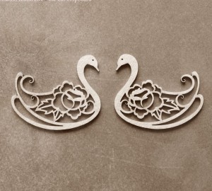 Tekturka Para łabedzi z różami