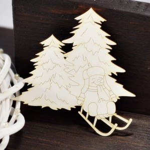 Tekturka Bałwanek na sankach i choinki