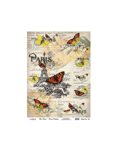 Papier ryżowy A4 Paryż i motyle