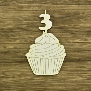Tekturka Babeczka z cyfrą 3