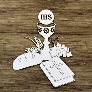 Tekturka Komunia Św. "Kielich, Biblia, chleb"