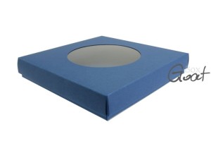 Pudełko wysokie kwadratowe Granatowe z okragłym okienkiem 