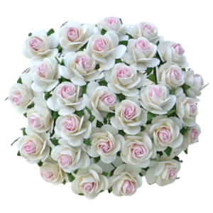 Kwiaty Róże 10mm  White with Pink Centre 10szt.  